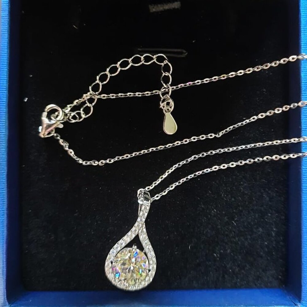 Neiman Marcus 18k White Gold on 925 Silver 1 CT Lab Diamond Pendant